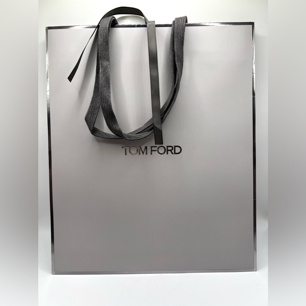 Tom Ford EMPTY Grey Shopping Gift Paper Tote Bag 12x10x6 in